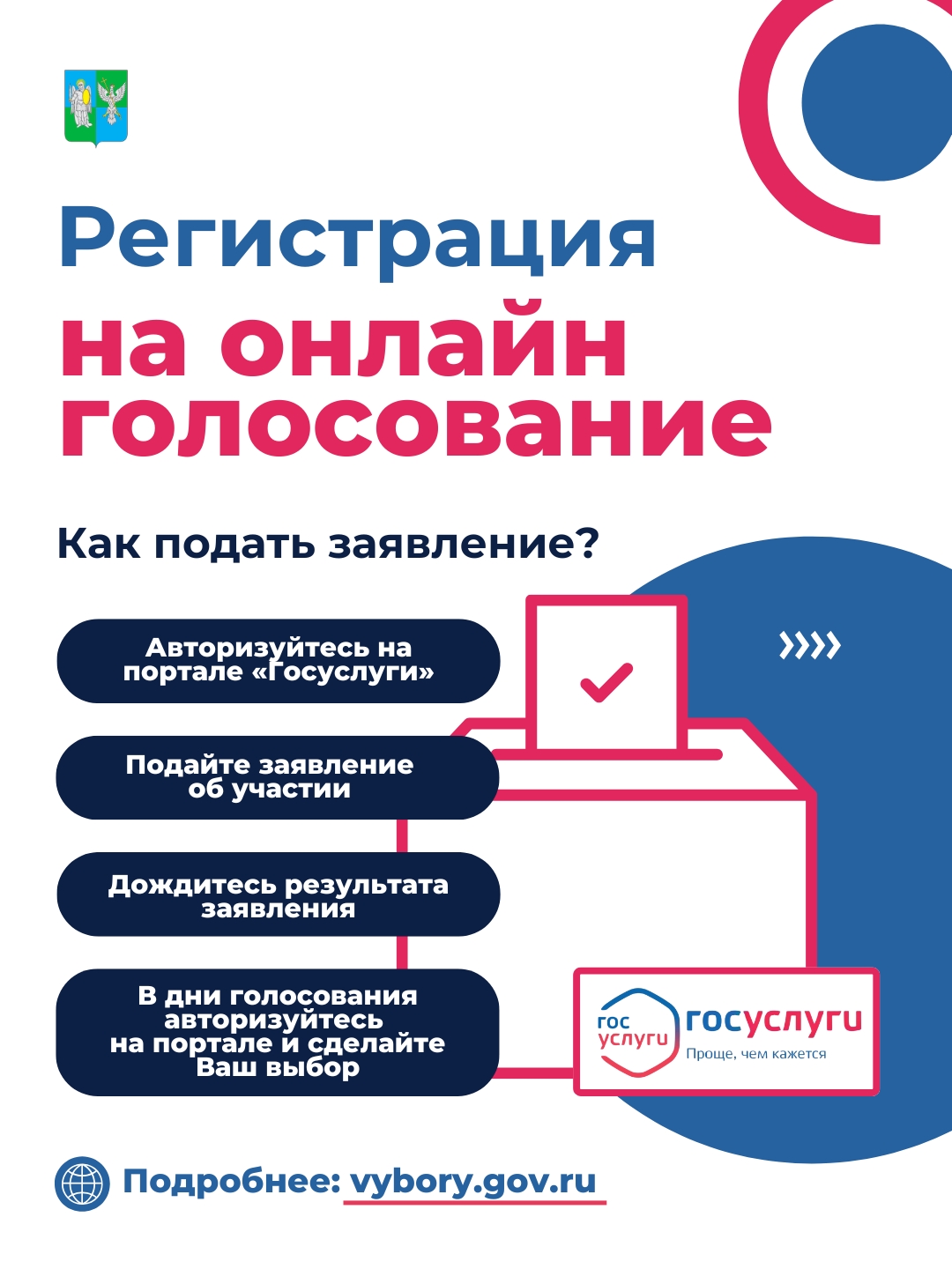 До завершения подачи заявлений на участие в голосовании онлайн осталось 3 дня..