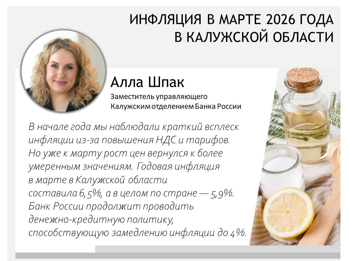 В Калужской области цены в марте выросли меньше, чем в феврале.
