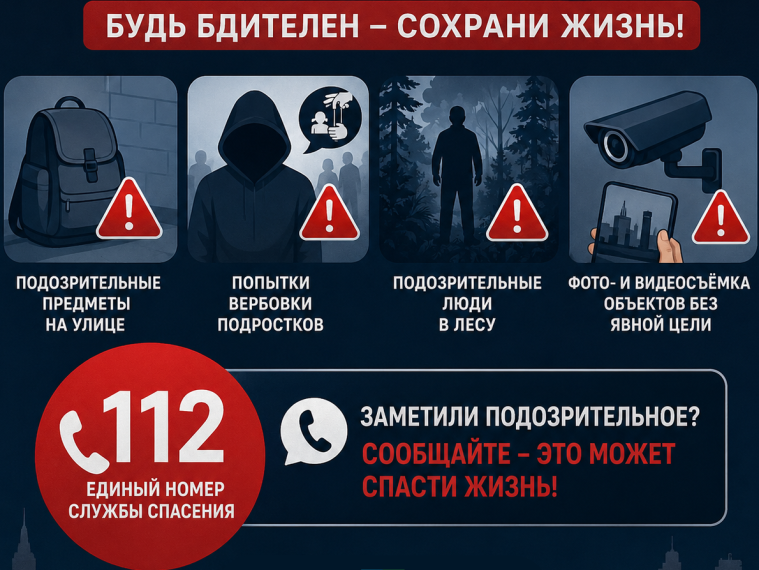 Будьте бдительны и обращайте внимание на происходящее вокруг.
